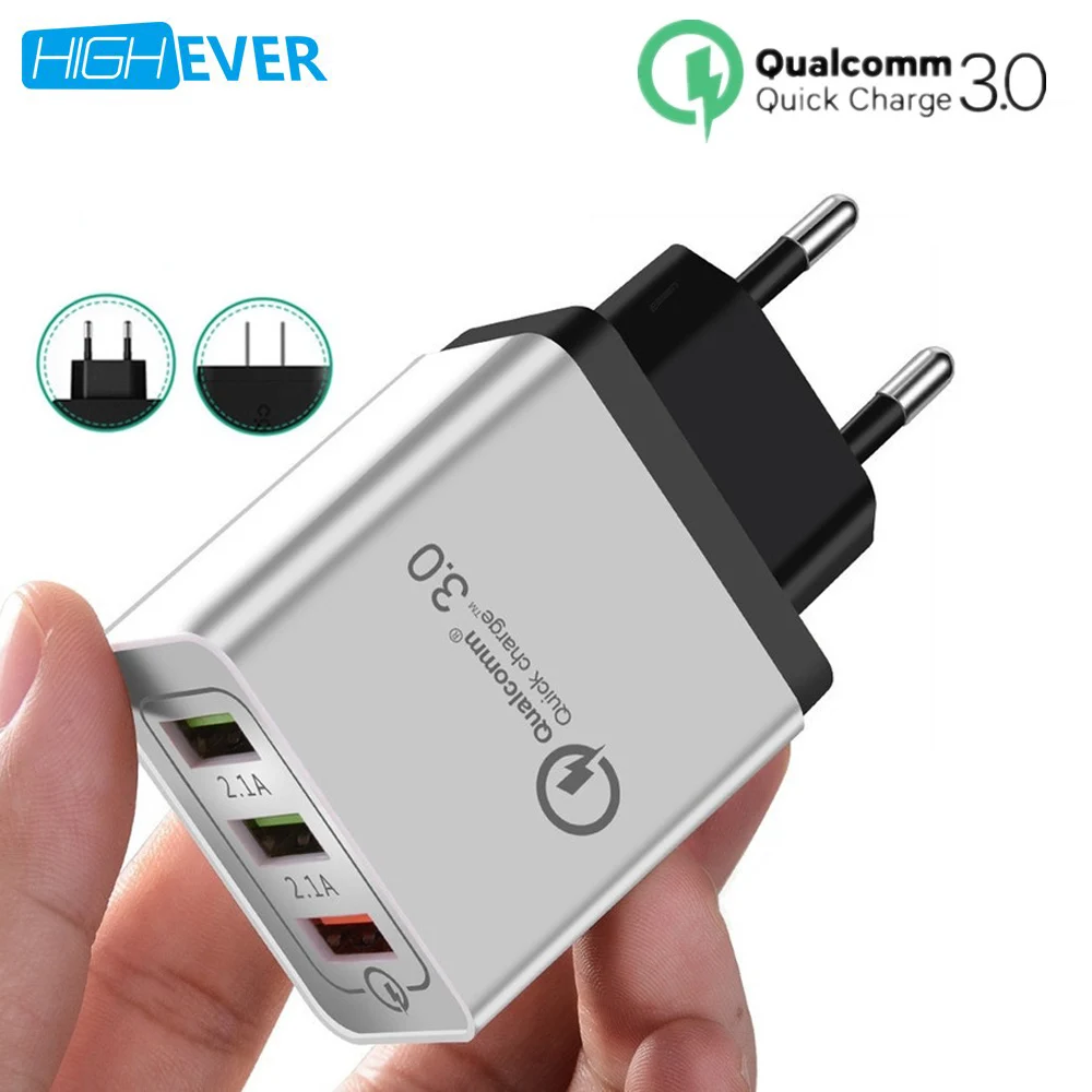 Highever USB Quick Charge 3 0 5 V 3A быстрое настенное зарядное устройство ЕС вилка Мобильный