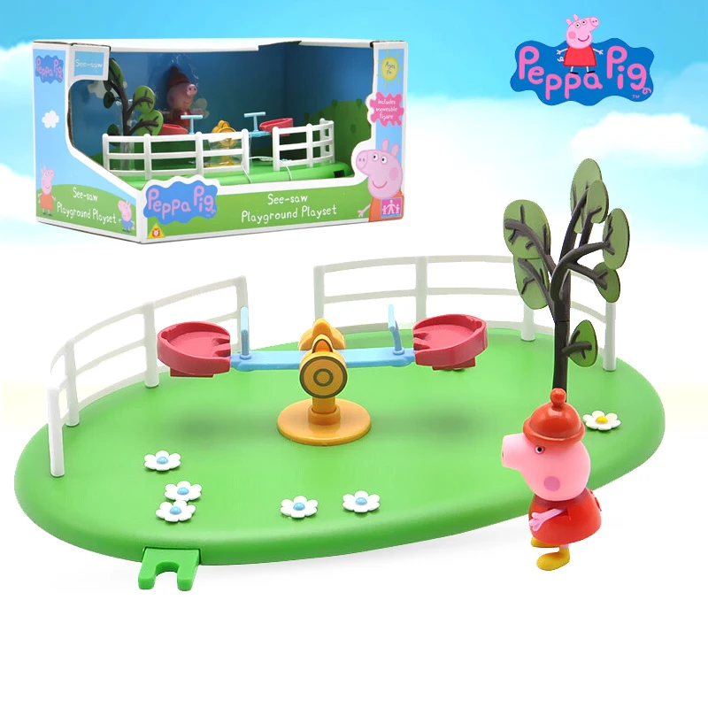Peppa Pig открытый Забавный горка качели Seesaw игровая площадка игровой набор Peppa сцены мальчик девочка фигурки развивающие игрушки подарок