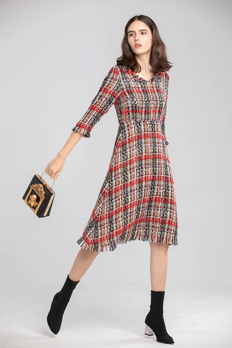 Леди Милан для женщин взлетно посадочной полосы дизайнер платья Sexy V образным