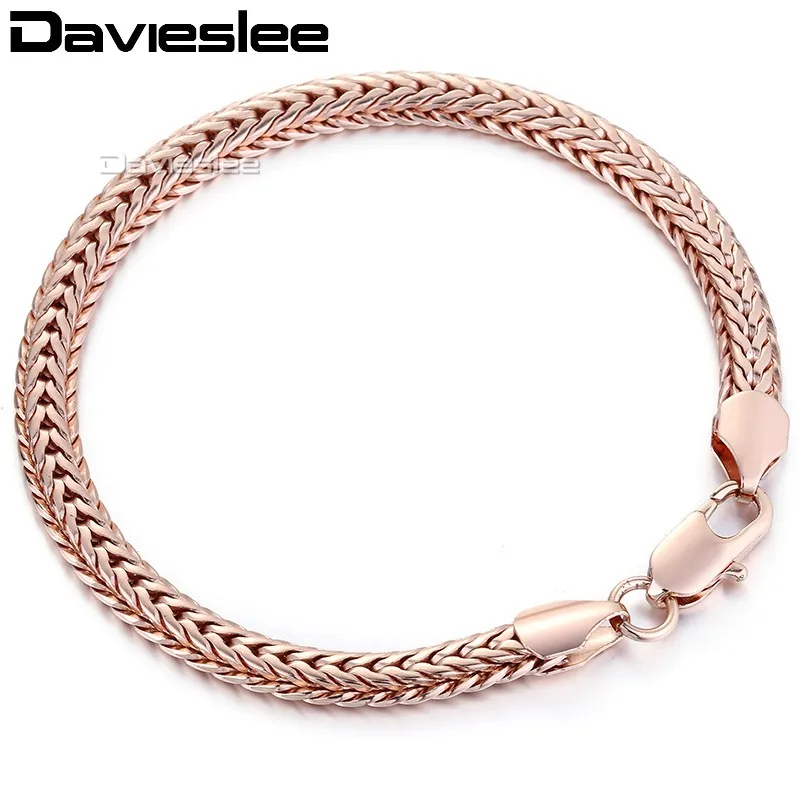 Женский плетеный браслет из розового золота 585 пробы 6 мм 18 см 20 23 GB254|women bracelet|bracelet