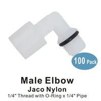 100 pack of jaco nylon elbow connector 14 thread male x 14 tube fittings parts for water filters and reverse osmosis systems