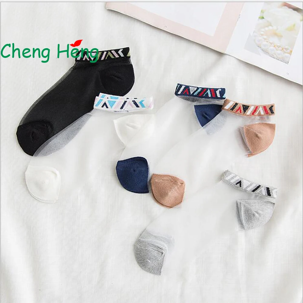 Cheng Heng 10 пар/упак. Новые популярные женские носки весна лето из стекла тонкие