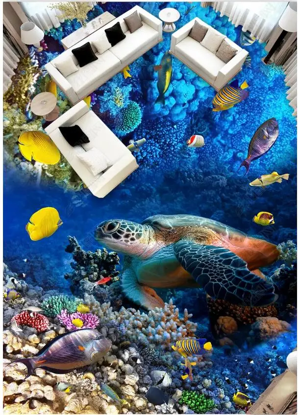 3d Фотофон на заказ настенное изображение морской черепахи тропической рыбы