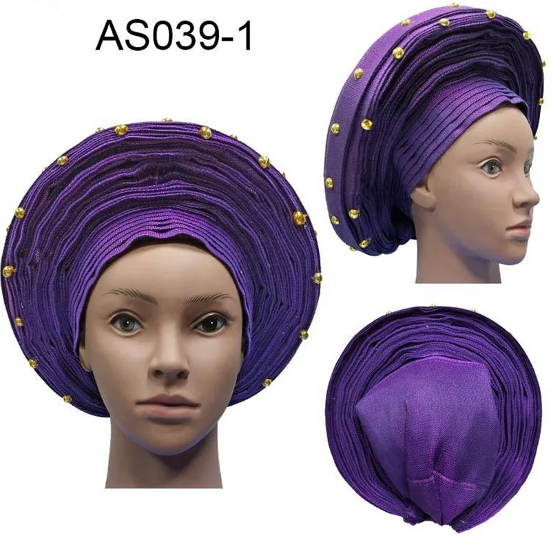 Новая мода авто геле Нигерии повязка на голову в африканском стиле ASO OKE с бисером