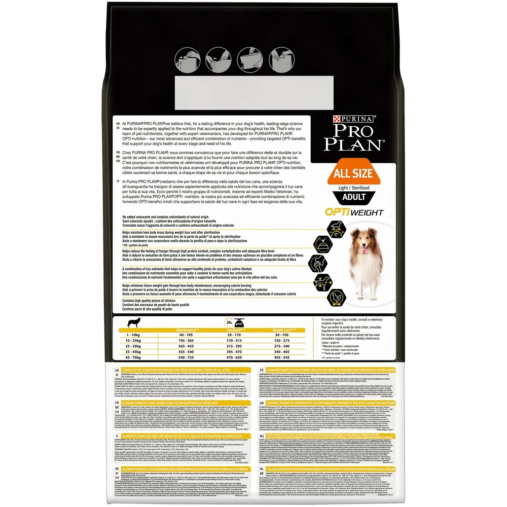 Pro Plan All Size Adult Light/Sterilised сухой корм для взрослых собак всех пород склонных к