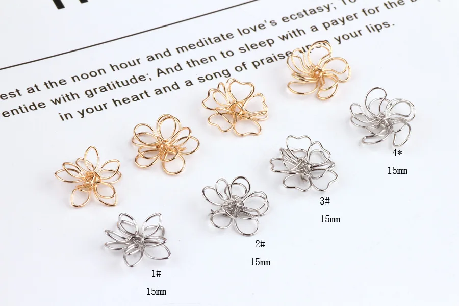 Ажурные соединители для цветов металлические медные золотистые/Родиевые