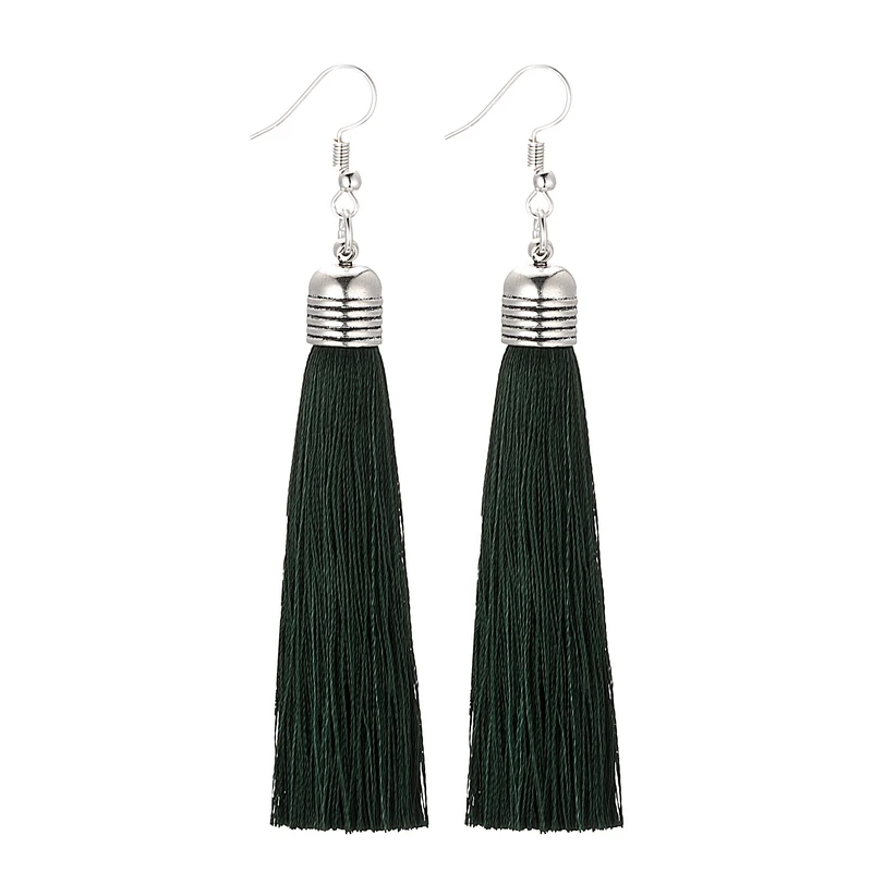 Olive Green LOVBEAFAS этнические серьги с бахромой для женщин, ювелирные изделия в богемном стиле, Висячие длинные серьги, Винтажные серьги - Окраска металла: Olive Green