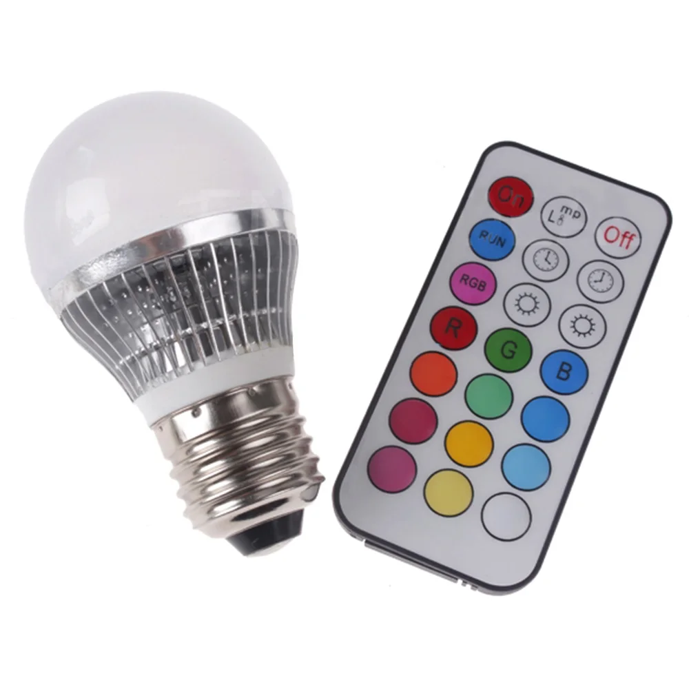 

Умная Светодиодная лампа RGB 5 Вт E27 LED 220 В, многоцветная меняющаяся Светодиодная лампа + ИК-пульт дистанционного управления, украшение для веч...
