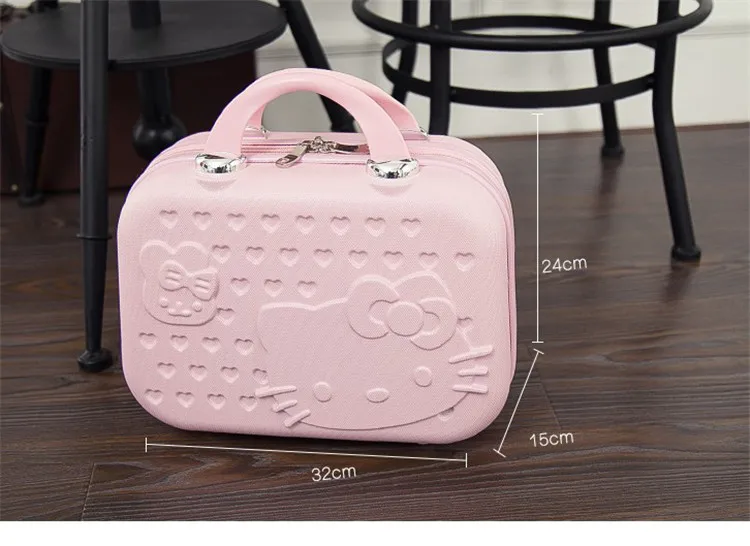 Love cat travel kit Макияж комплект корейский портативный на молнии Коробка милая девочка повседневная водостойкая 13 дюймов макияж Чехол голограммы