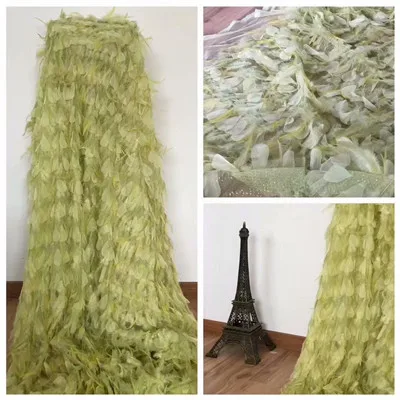 as picture Красный причудливый кружевной ткани Modish французский 3d кружевной ткани с перьями хорошее качество для красивого вечернего платья A636-2 - Цвет: as picture