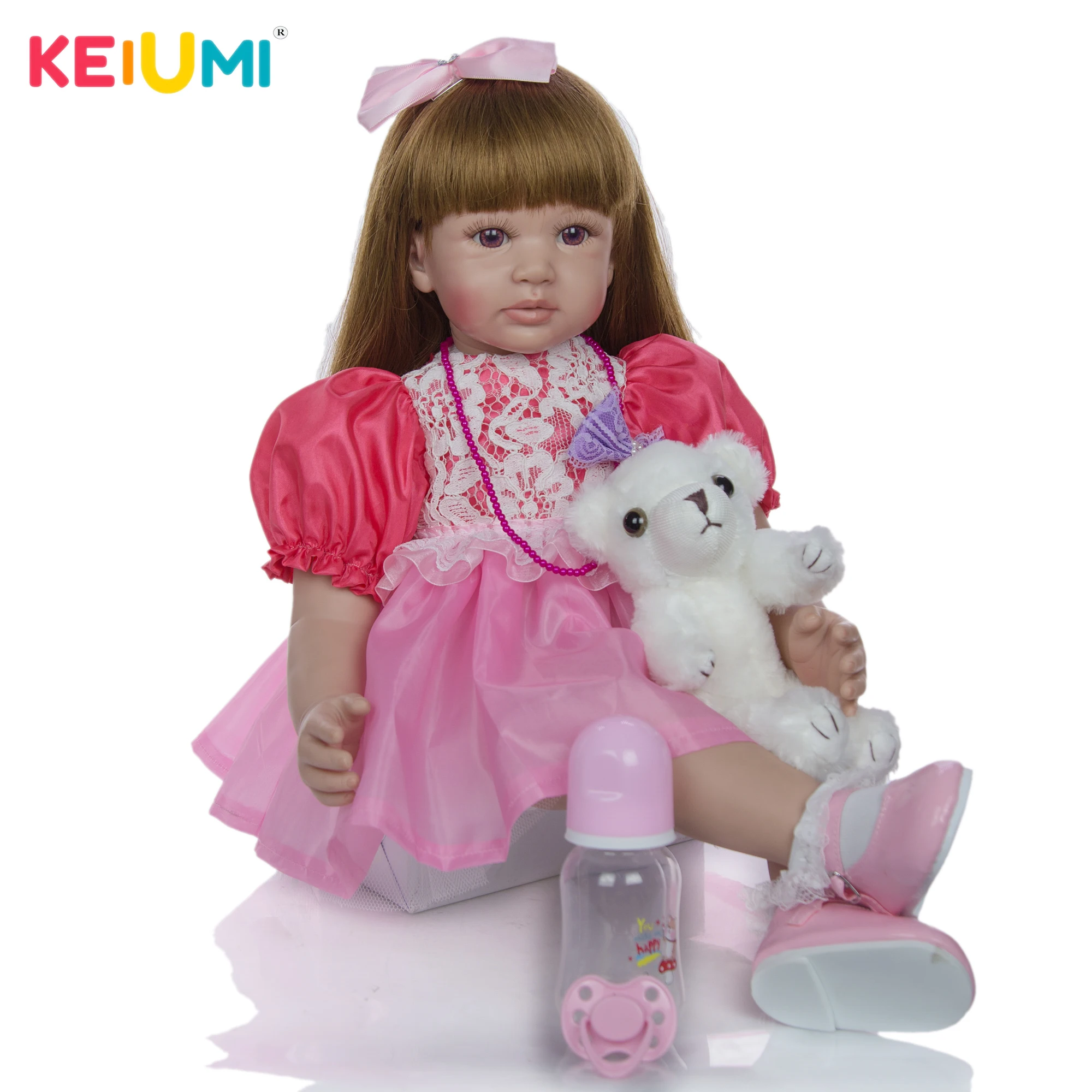 

KEIUMI Fantasy Reborn Menina Boneca 60 cm Truly Princess Silicone Reborn Baby Vinyl Stuffed Doll 24 Inch kids Birthday XMAS Gift