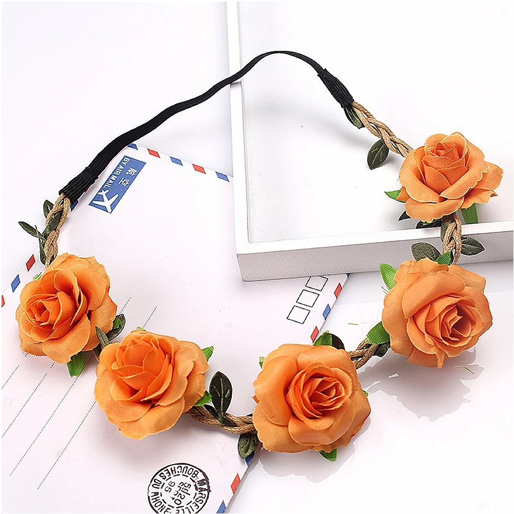 Оголовье в западном стиле гирлянда имитация цветов розы повязка венок головной