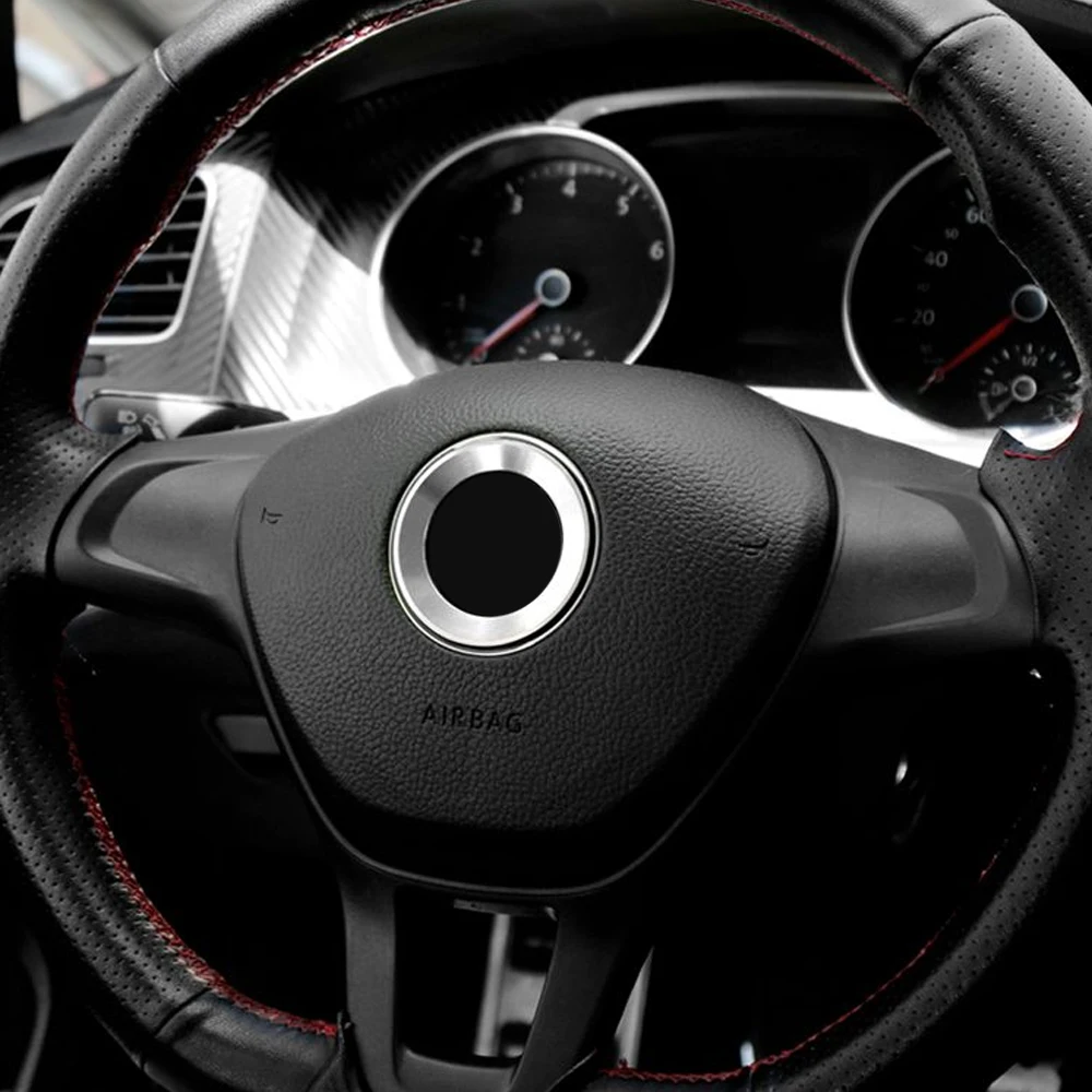 Car-Styling Aluminium Trim Car Steering Wheel Logo Ring For Volkswagen vw Golf MK6 MK7 Jetta A6 Scirocco Passat CC Tiguan Beetle |