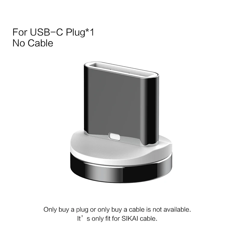 for usb-c plug SIKAI 5A светодиодный магнитный кабель H Micro usb type-C для iPhone samsung huawei xiaomi oneplus 6 Магнитная Быстрая зарядка - Цвет: for usb-c plug