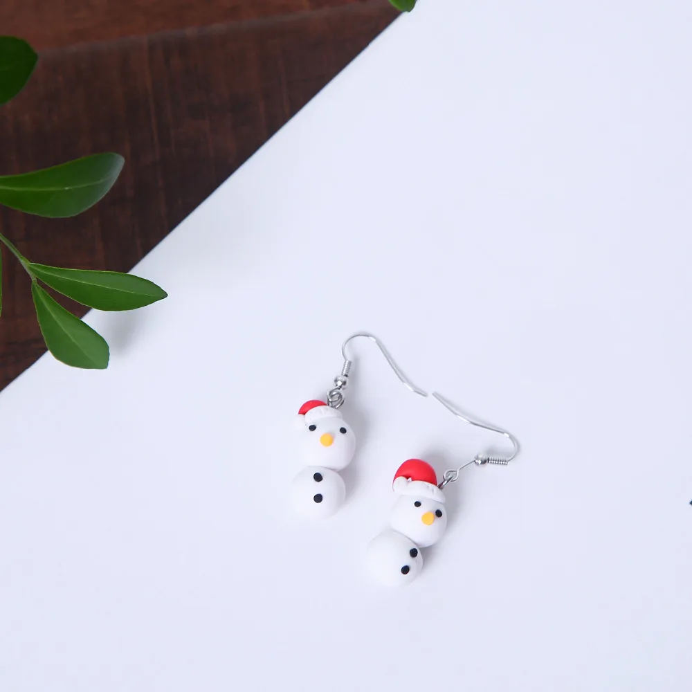 8Seasons New Fashion Kawaii Cartoon White/Blue Snowman Clay Winter Drop Earrings For Women Christmas Party Long Dangle | Украшения и