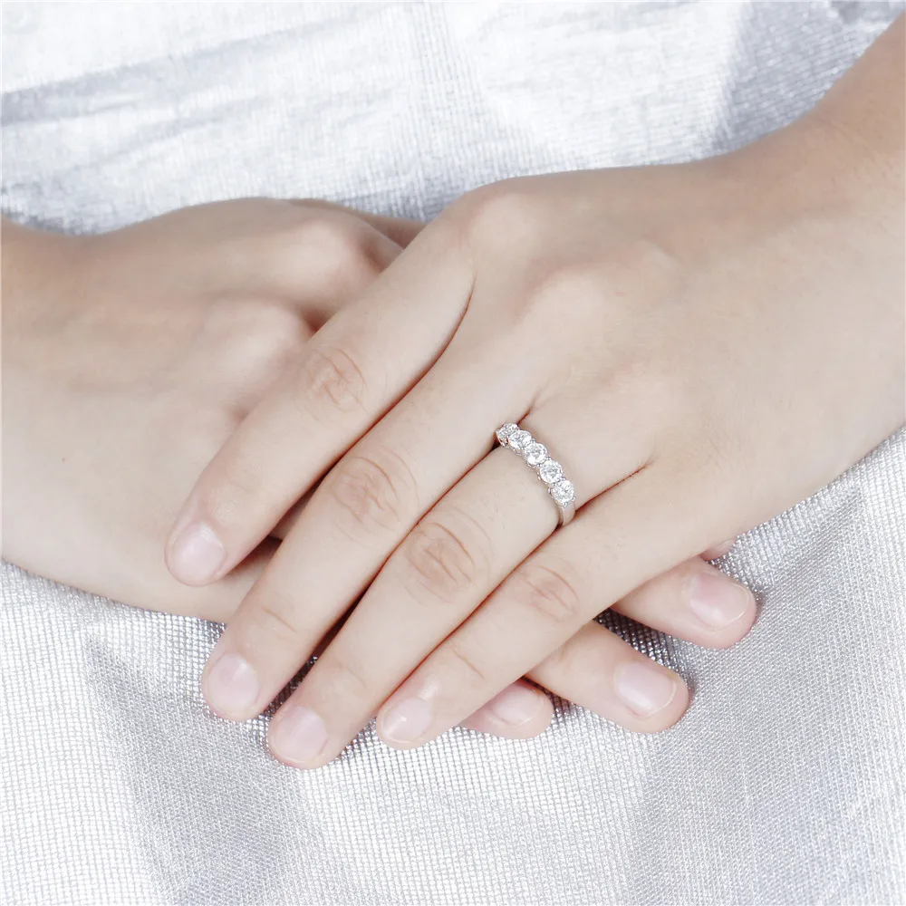 Transmems Geuine Solid 14K белое золото 4 мм Цвет GH Moissanite Half Eternity обручальное кольцо обручальное