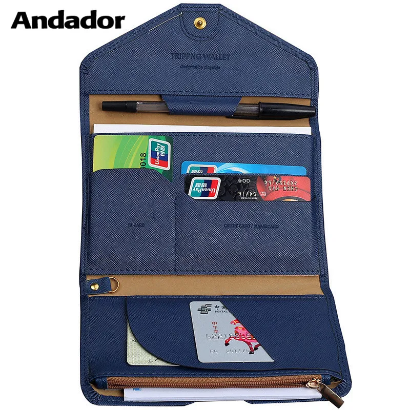 Путешествия Мульти функция 3 раза барсетка бумажник для удостоверения розовый