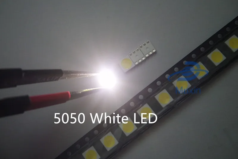 50pcs SMD PLCC LED 5050 White Ultra Bright 15-18LM 60mA 3V Surface Mount SMT Chip SMD5050 Light Emitting Diode Lamp LED5050 | Лампы и