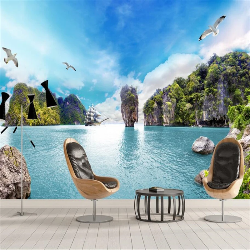 

Обои beibehang на заказ для гостиной, спальни, красивые 3D-обои с видом на море, фон для телевизора, украшение для дома
