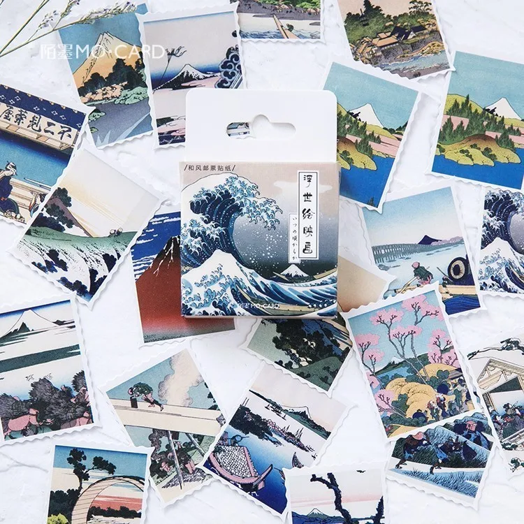 

46PCS/box New Creative Ukiyoe Paper Lable Stickers Crafts And Scrapbooking Decorative Lifelog Sticker DIY Lovely Stationery