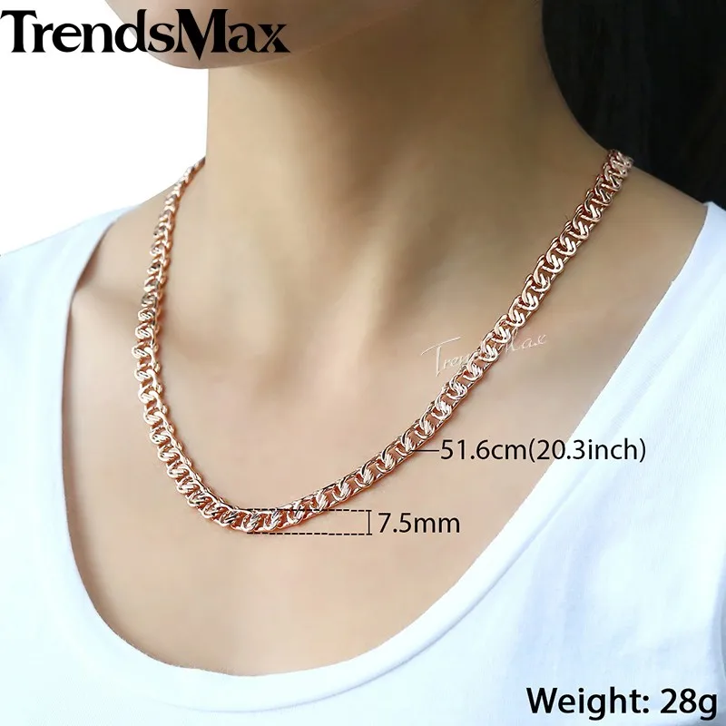 Trendsmax 7 5 мм Ожерелье s для женщин и мужчин 585 розовое золото Улитка Цепочка бордюра