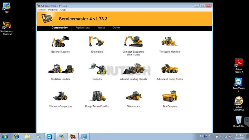 JCB ServiceMaster 4 v1.73 автоматический диагностический сканер для электронный инструмент