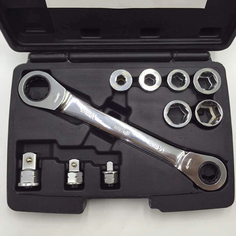 10pcs Double-end One-way Spanner Wrench Hand Tools Combination Ratchet Set Home Auto Repair Tool Kit | Инструменты