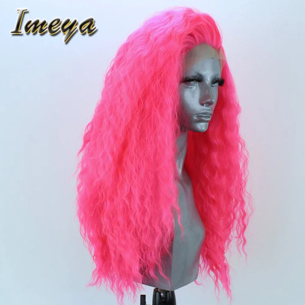 Imeya Glueless парики на кружеве синтетические розовые длинные вьющиеся парики термостойкие волокна косплей/вечерние парики для женщин