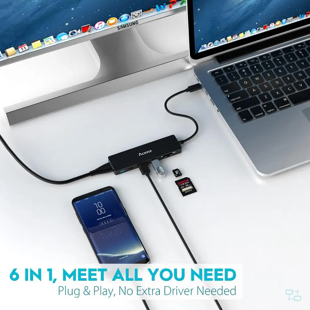 Aceele USB C концентратор usb type до 4K HDMI 3 0 питание доставка карт ридер конвертер для Macbook