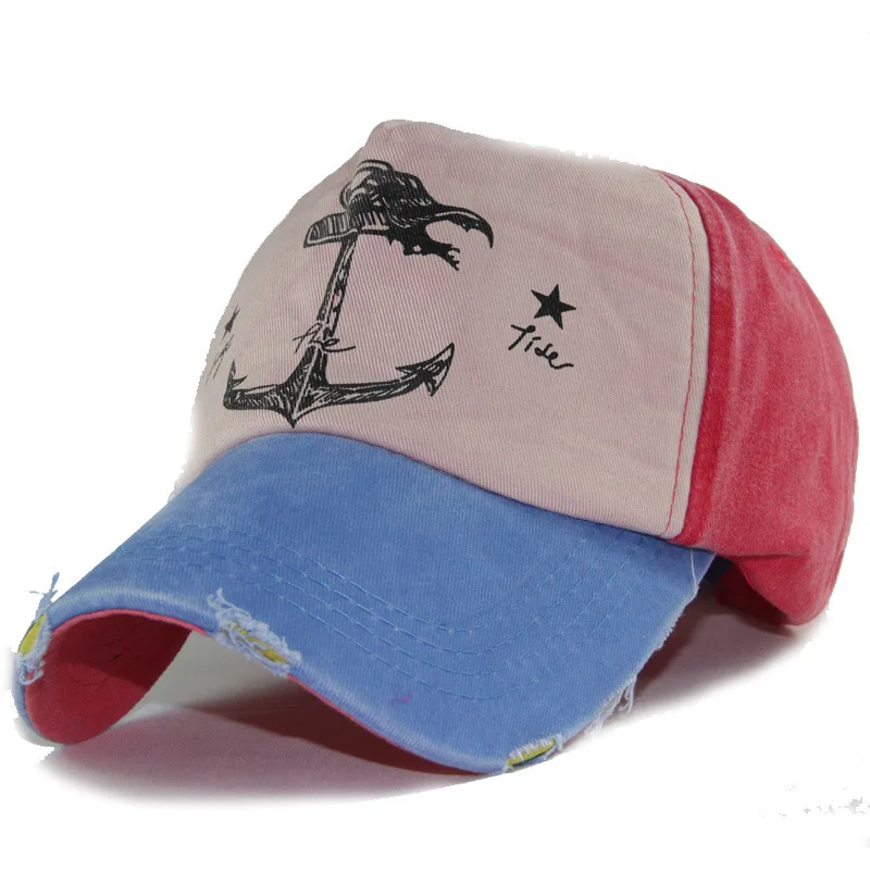 Якоря для лодок узор Шапки хлопок Бейсбол стирка Кепки Snapback шляпа летние хип-хоп