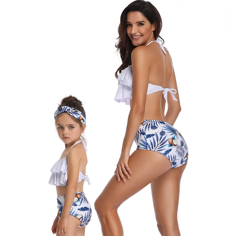 Бикини 2019 одежда для мамы и дочки наряд с высокой талией ванный комплект плавания