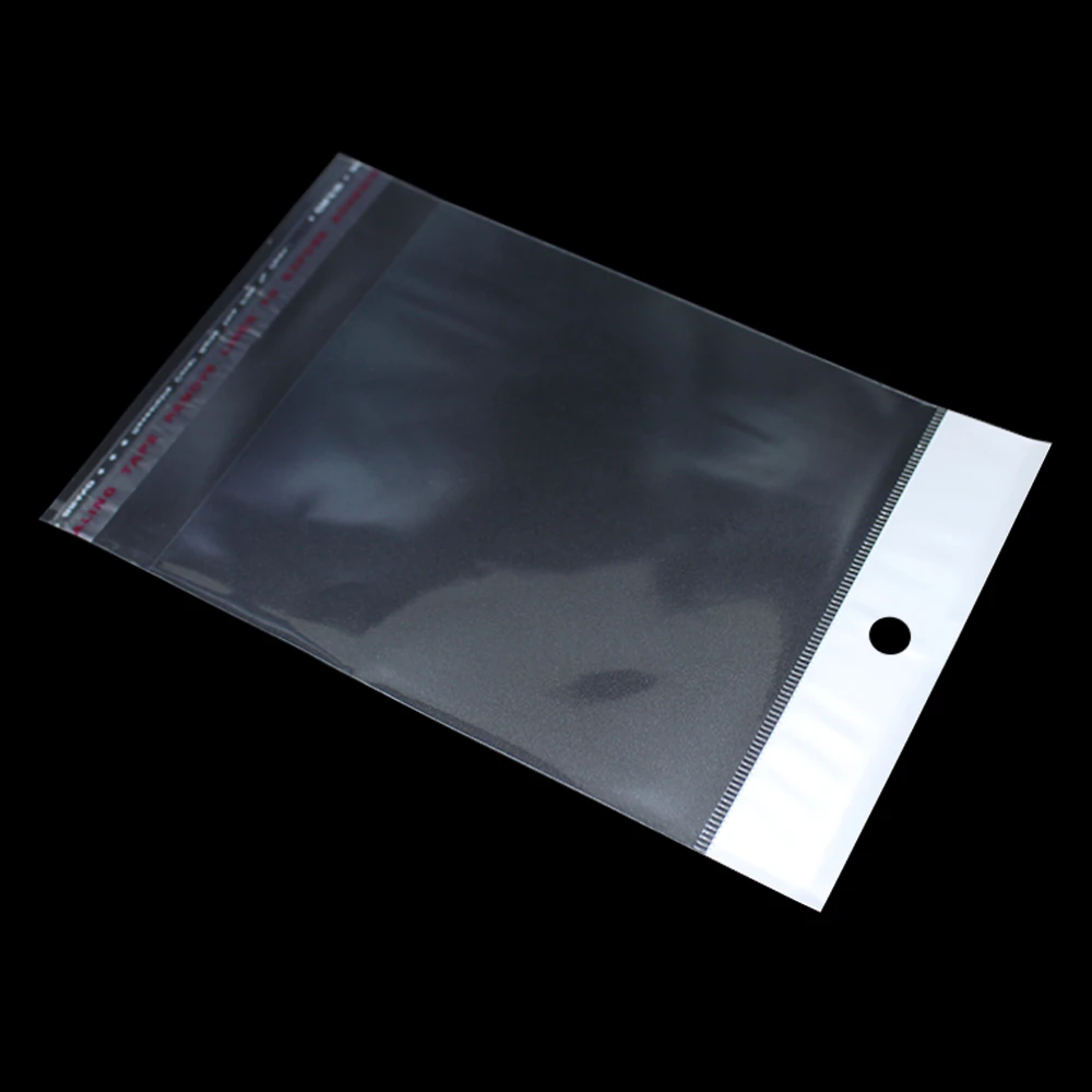 Self Sealable Plastic Bag OPP Poly Pack Adhesive Pouch Clear Packaging Bags With Hang Hole for Jewelry Bracelets Storage 200Pcs | Дом и сад