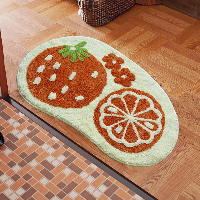 

50*75cm Strawberry/Orange/Apple carpet door bedroom kitchen bathroom anti-slip shaggy rug fruit mat doormat