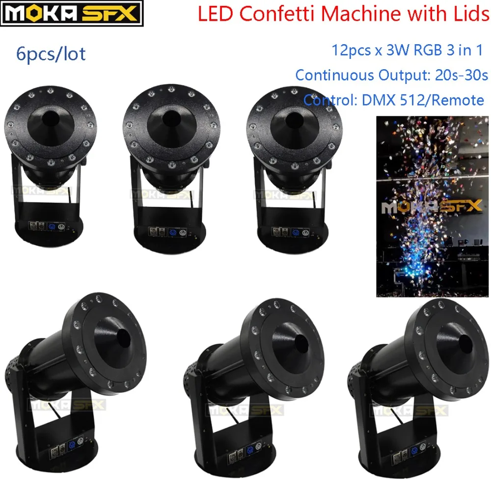 6 шт. 12X3W RGB 3 в 1 LED конфетти машина воздуходувки машины с крышкой DMX/RemoteControl для