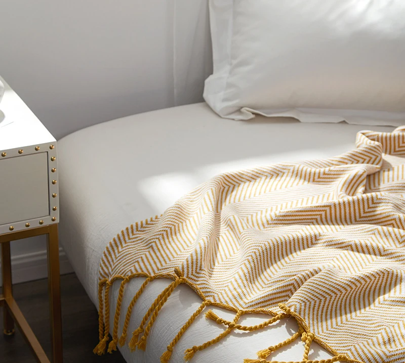 Mylb фирменный качественный хлопковый помпон покрывало с вязаной нитью 120 см x 180