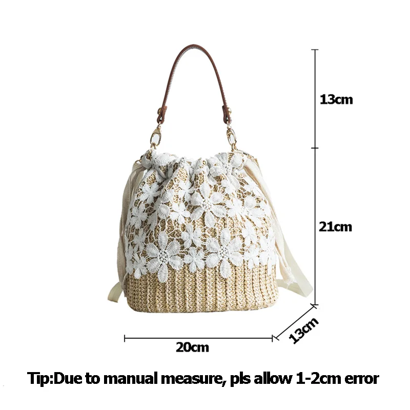 

Women Summer Beach Handbag INS Popular Female Straw Bags Flower Lady Travel Weave Shoulder Bag Vintage Knit Crossbody SS3103