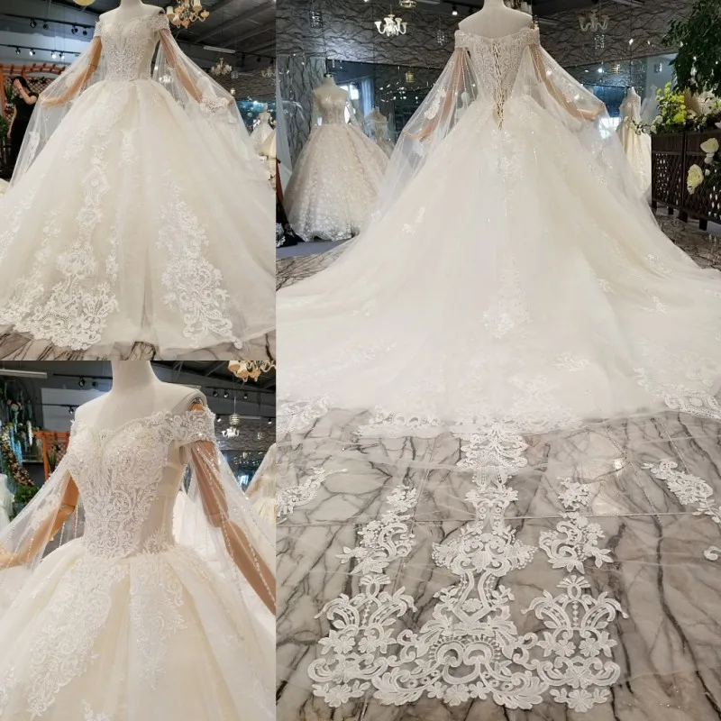 LS017988 кружевное свадебное платье с открытыми плечами и коротким рукавом