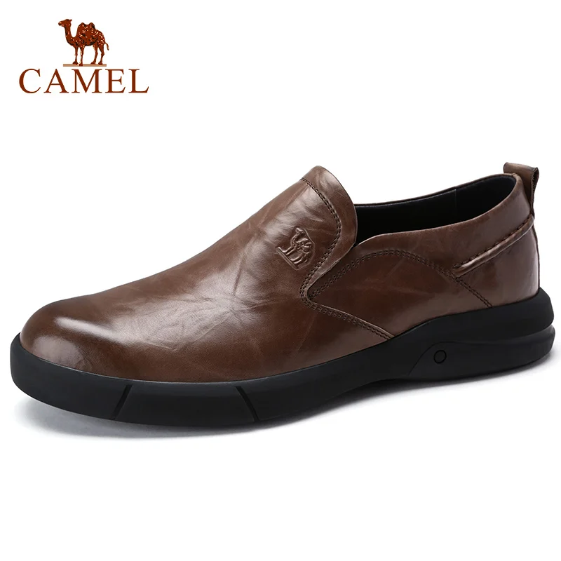 CAMEL Autumn New Casual Men's Loafers Men Genuine Leather Shoes Fashion Men's Business Lightweight Elastic Resistant Men Shoes