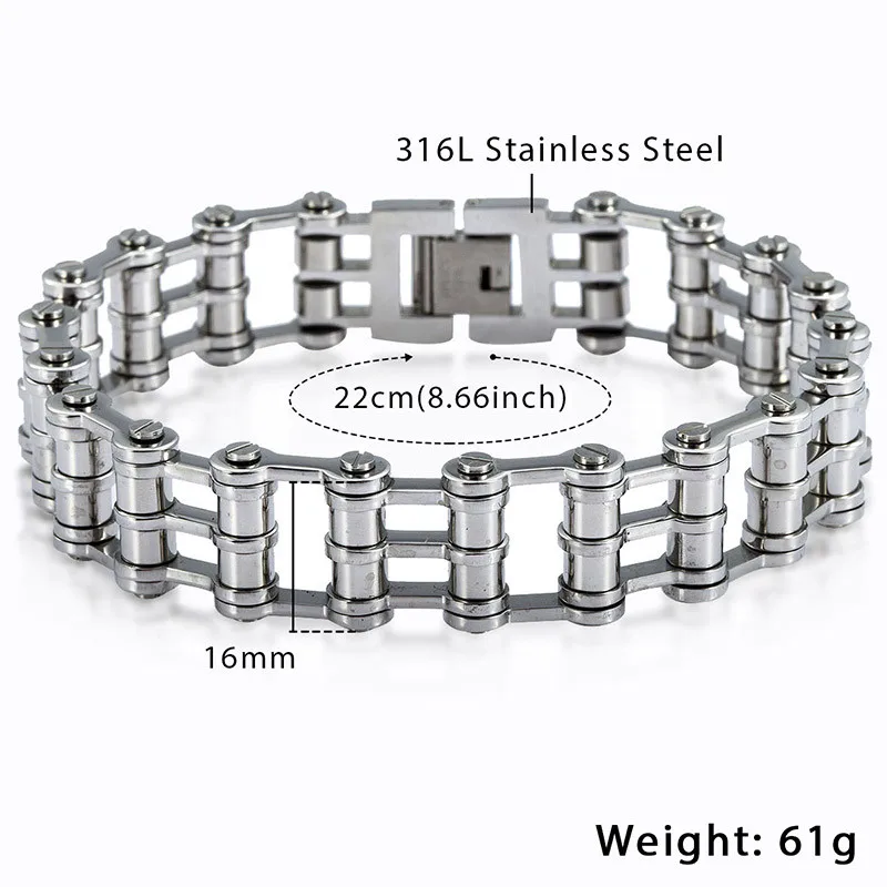 Men's Bracelets Hiphop Bicycle Link Chain 316L Stainless Steel Bracelet For Male Jewelry 2018 Gifts Wholesale 16mm KHB149 | Украшения и