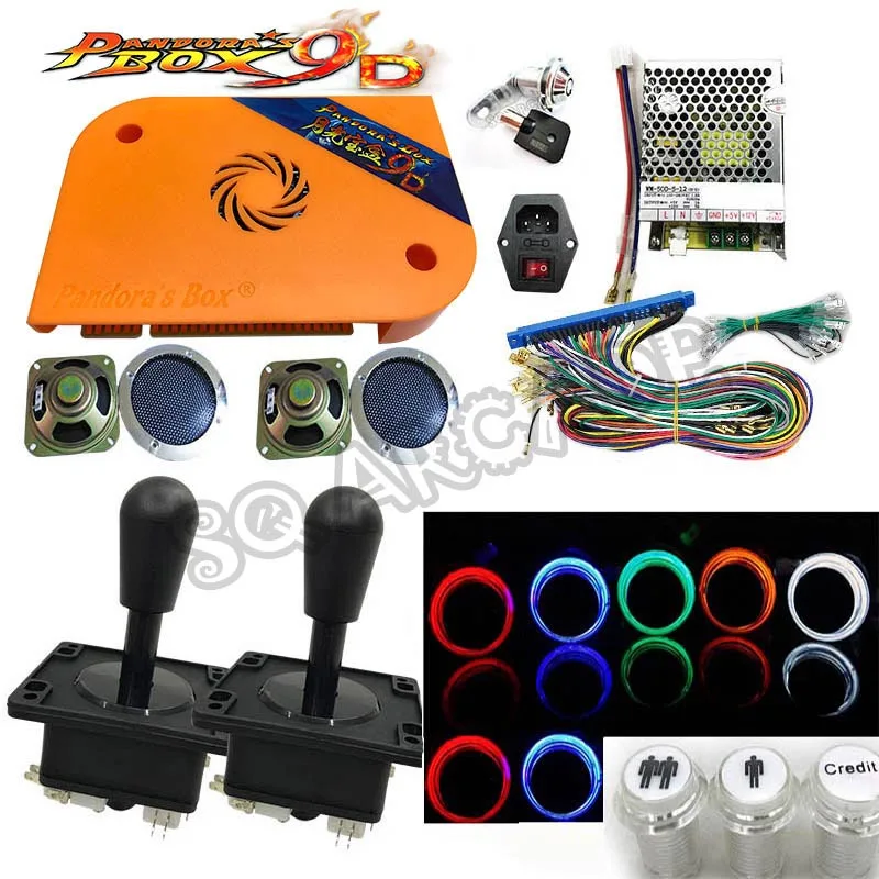 happ joystick Pandora box 9D 2222 в 1 аркадная версия доска для игры JAMMA HDMI VGA DIY аркадная ktis с джойстиком черная крышка кнопки динамики замки - Цвет: happ joystick