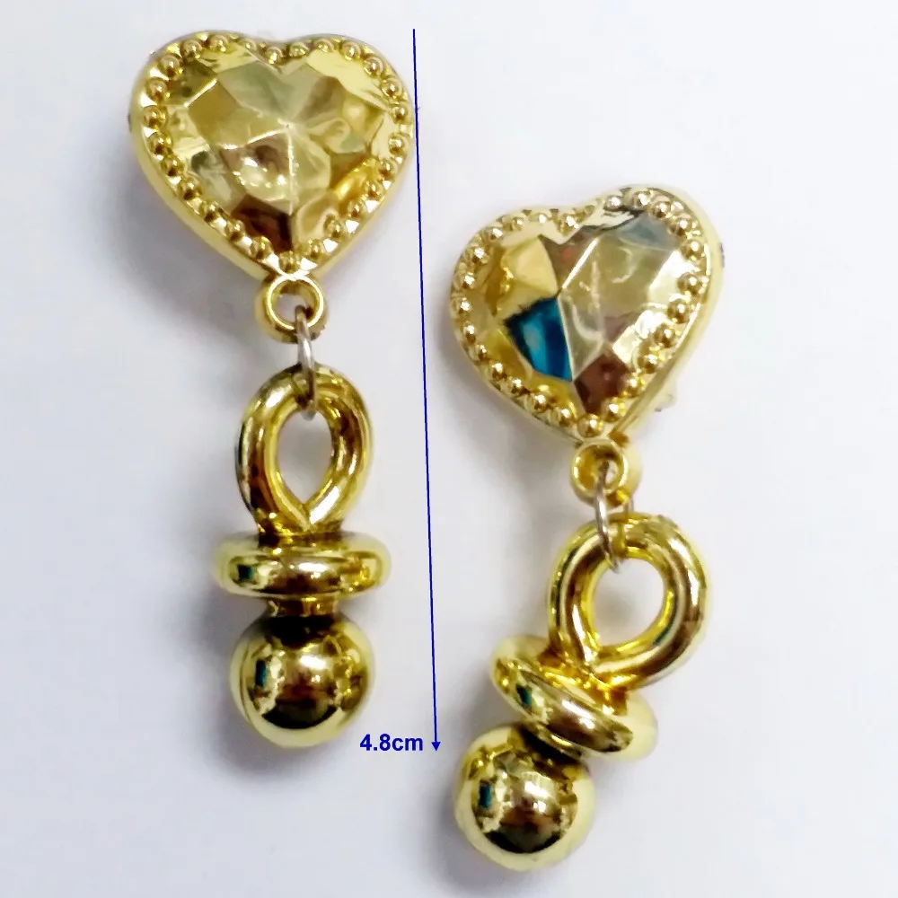 100 пар пластиковых золотых сердца серьги девушки принцессы винтажные