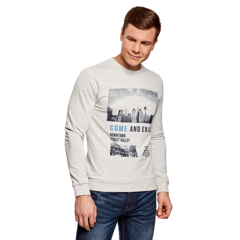 oodji Свитшот прямого силуэта с принтом 5L113091M 44382N|sweatshirt for men|sweatshirt sweatshirtmen sweatshirt |