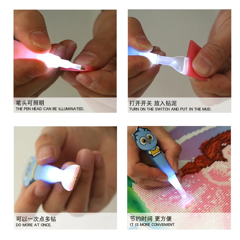 5D DIY алмазная живопись вышивка крестиком инструмент 4 разных Penpoint светящаяся