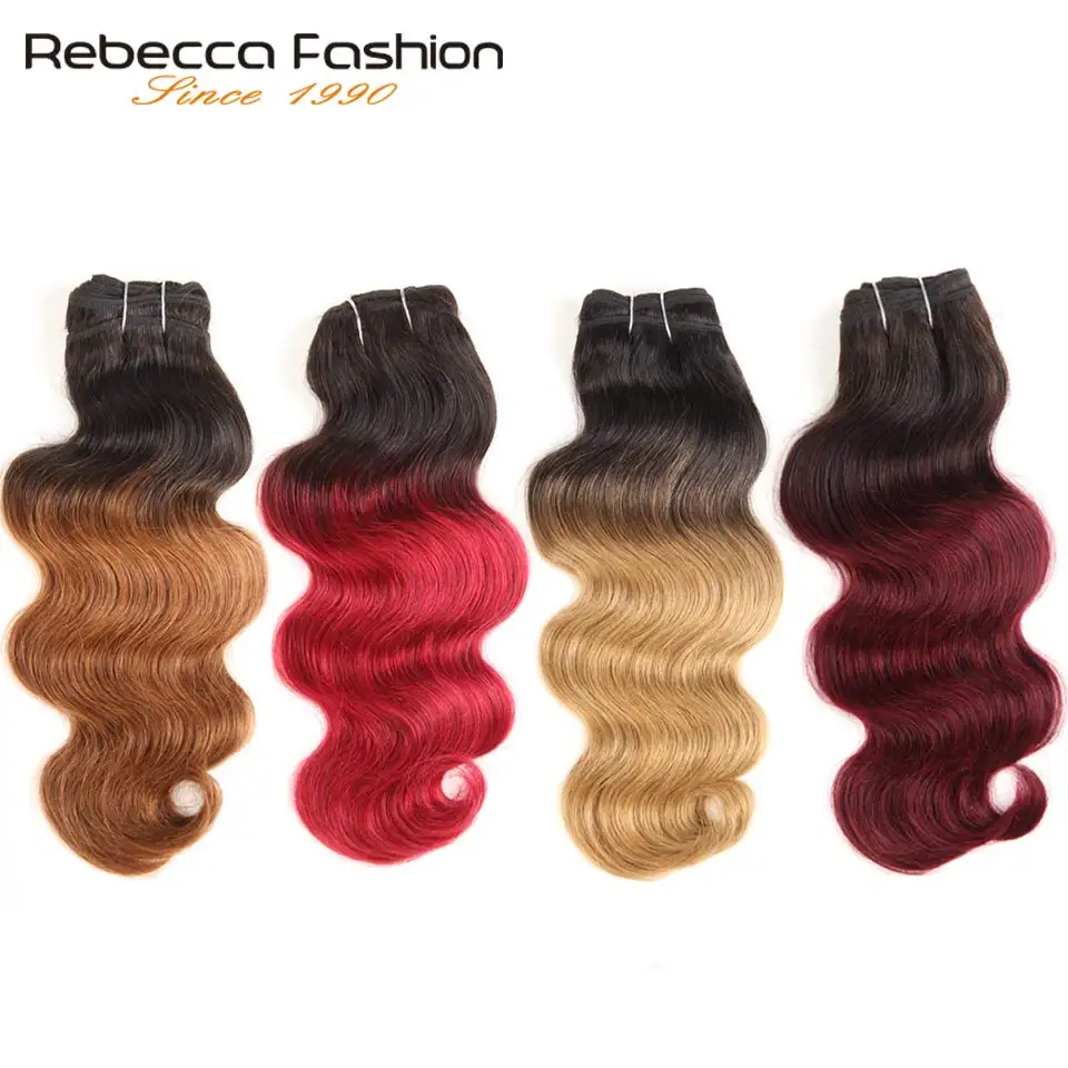 Натуральные волнистые волосы Rebecca 1 пучок цветные # T1B/30 T1B/27 T1B/99J T1B/BUGR Remy