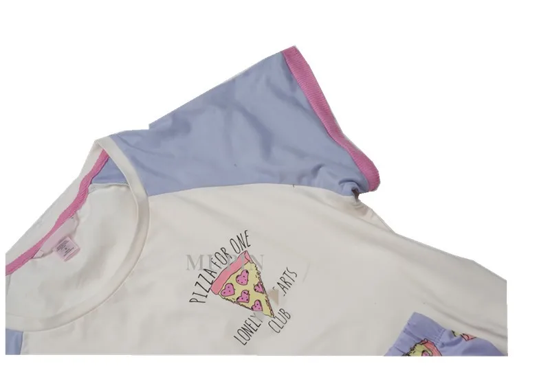 Женский пижамный комплект Милая футболка с нашивкой Love Heart Pizza + удобные хлопковые