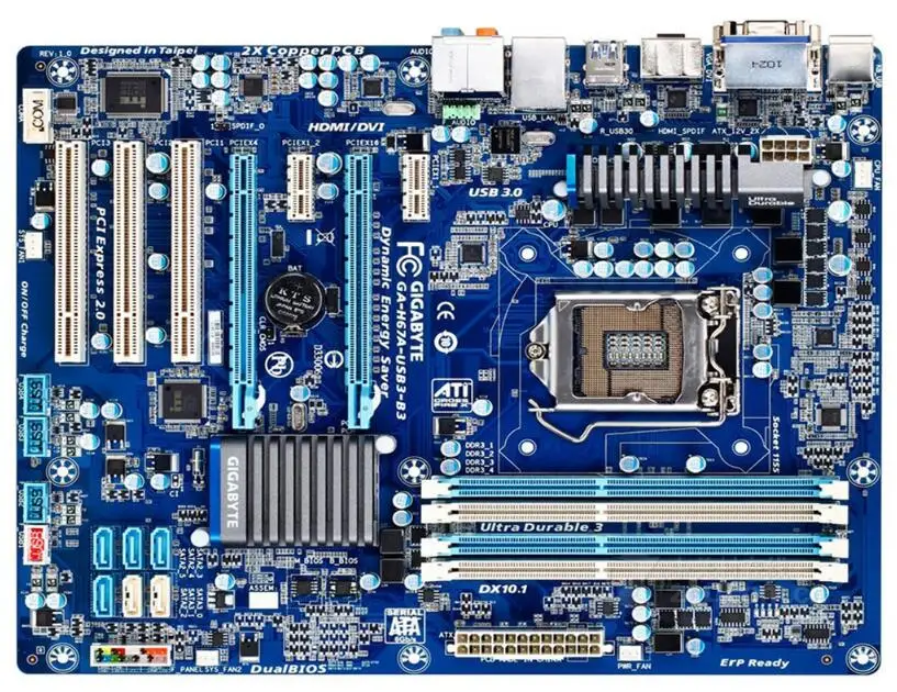 Материнская плата для Gigabyte 1155 оригинальная б/у настольного ПК разъем 3H67 LGA