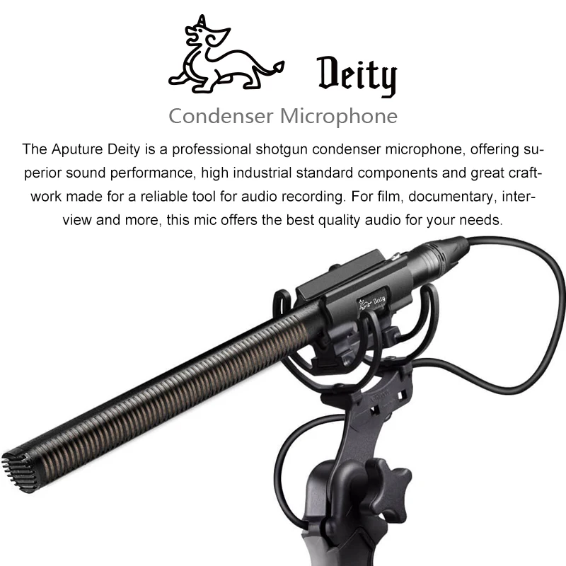 Aputure Deity Professional Shotgun Condenser Microphone for Nikon Canon Sony DSLR Panasonic Camera Camcorder Interview Video Mic |