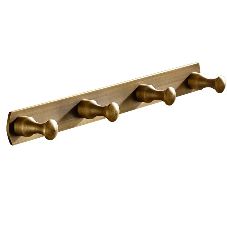 Coat Rack 4Hooks Аксессуары для ванной комнаты, вешалка для полотенец, держатель для бумаги, крючок для халата, античная латунь, настенный, твердая латунь, набор для душевой ванны - Цвет: Coat Rack 4Hooks