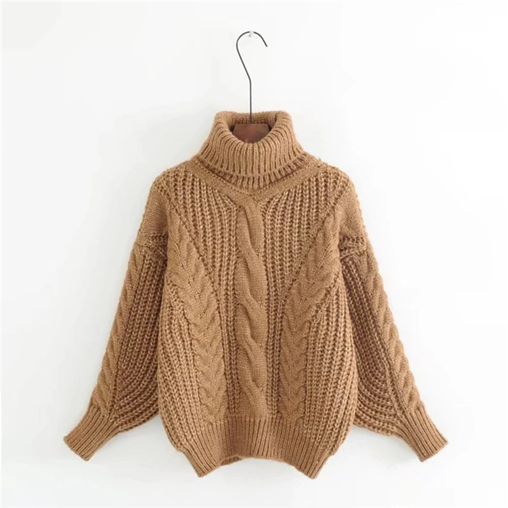 Для женщин пуловер Джемпер Свитер с воротником негабаритных свитера длинным