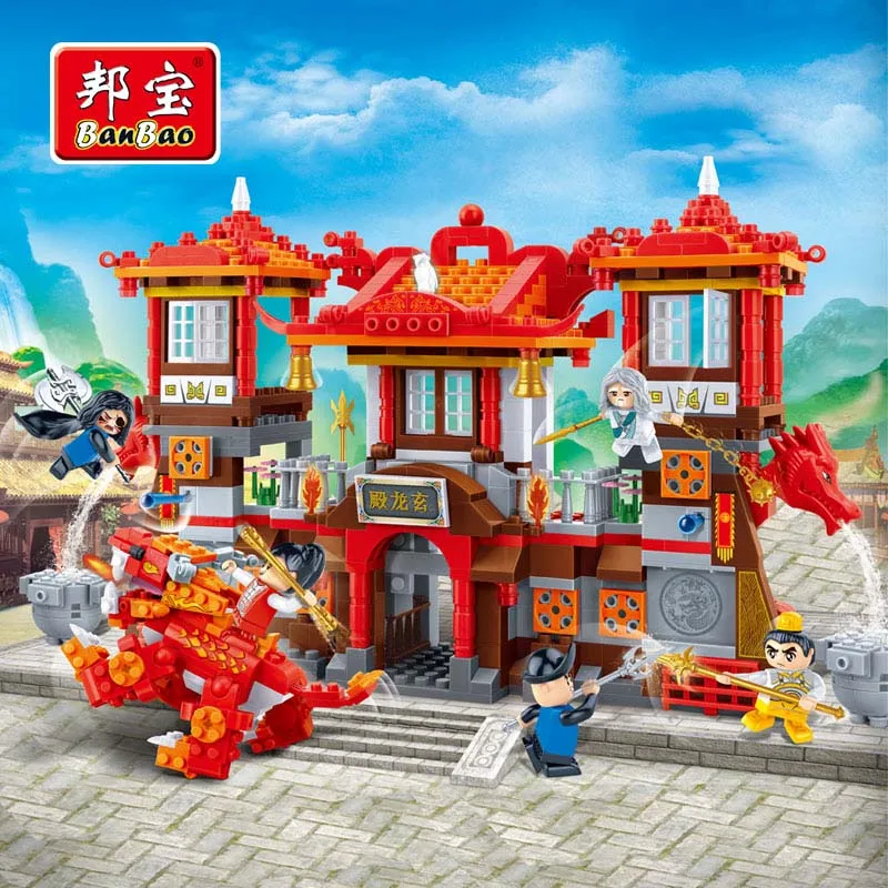 BanBao Развивающие Игрушки Для Детей детские Подарки Super Hero Кунг Фу Дракон Храмовой